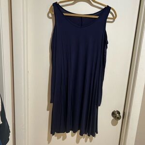 Comfy Navy blue cold shoulder, long sleeve dress